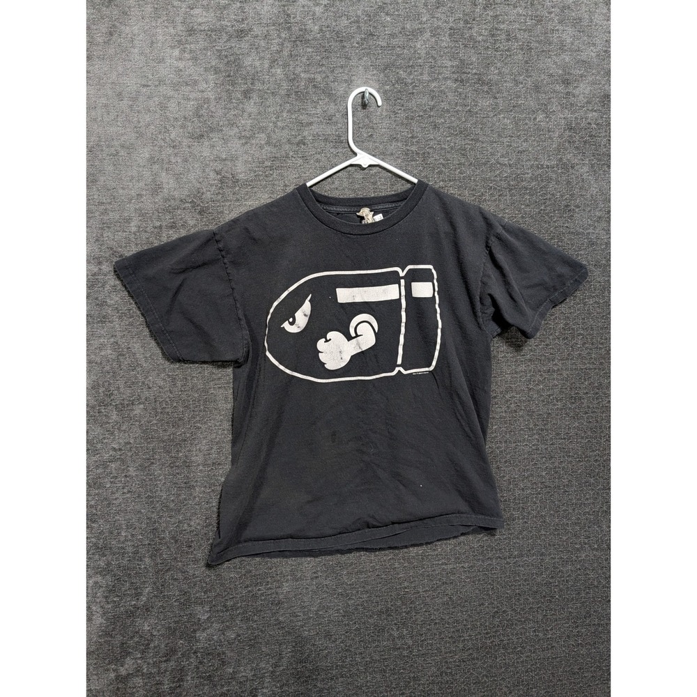 Nintendo Super Mario Bros Bullet Bill Graphic T-Shirt Black 2009 Retro Gamer L